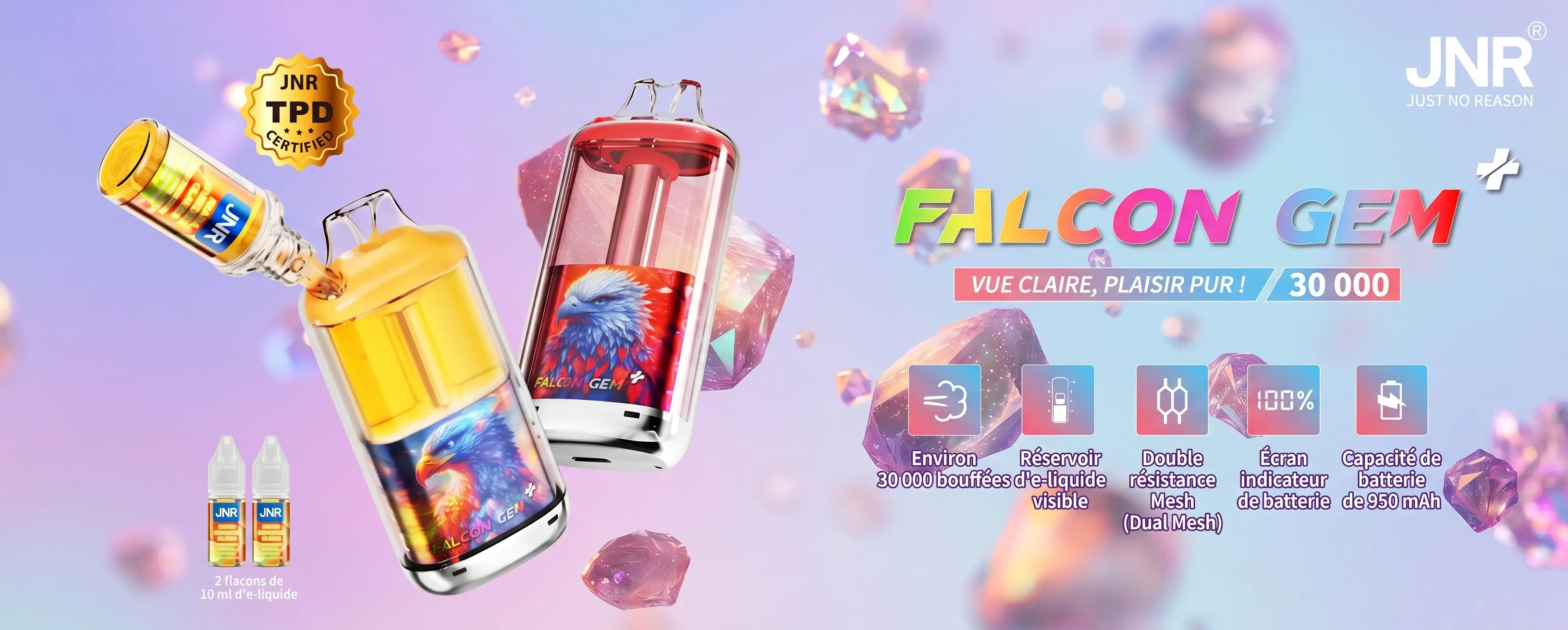 JNR Falcon GEM+ 30K – Meilleure Puff Rechargeable Suisse | TecoVape