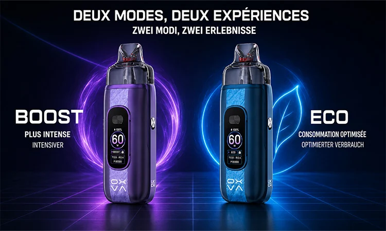 Écran couleur et réglages du OXVA VPrime 2